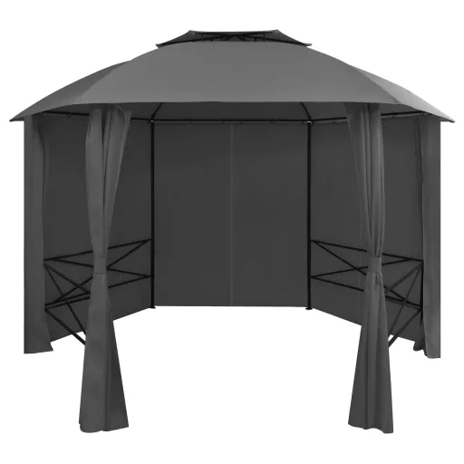 Carpa de Jardín Con Cortinas Hexagonal 360x265 cm