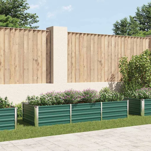 Arriate de Jardín de Acero Galvanizado Verde 240x80x45 cm