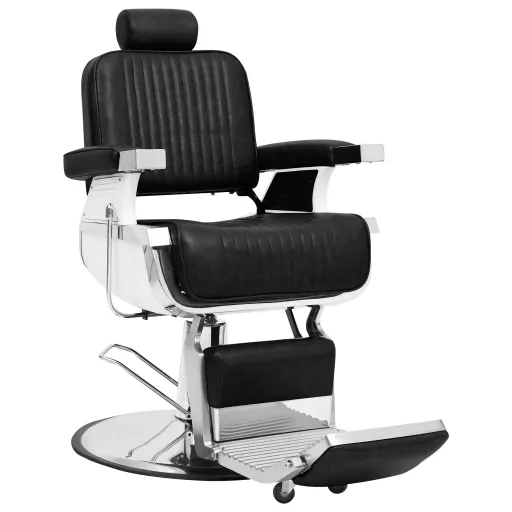 Silla de Peluquería de Cuero Sintético Negro 68x69x116 cm