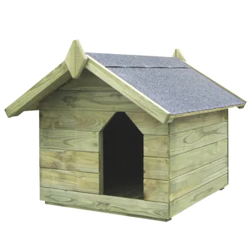 Casa de Perro de Jardín Tejado Abierto Madera Pino Impregnada