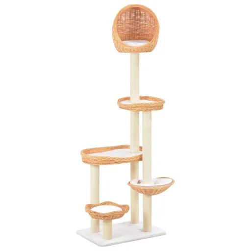 Rascador Para Gatos Con Poste de Sisal Madera Natural de Sauce