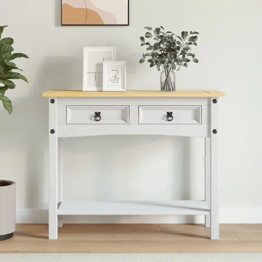 Mesa Consola Corona Range de Pino Mexicano Blanco 90x34,5x73 cm