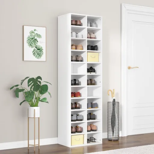 Mueble Zapatero de Madera Contrachapada Blanco 54x34x183 cm