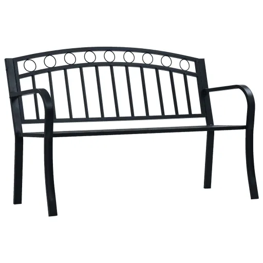 Banco de Jardín Acero Negro 125 cm