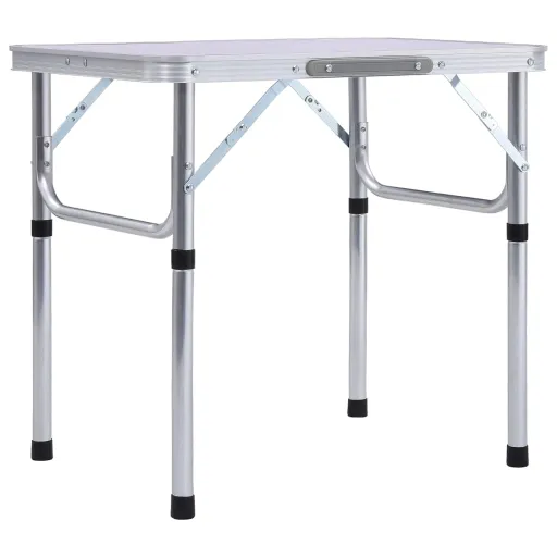 Mesa de Camping Plegable Aluminio Blanco 60x45 cm