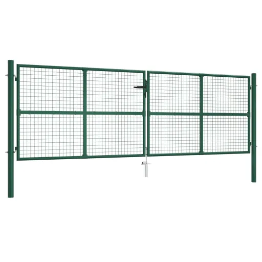 Puerta de Jardín de Malla de Acero 400x125 cm Verde