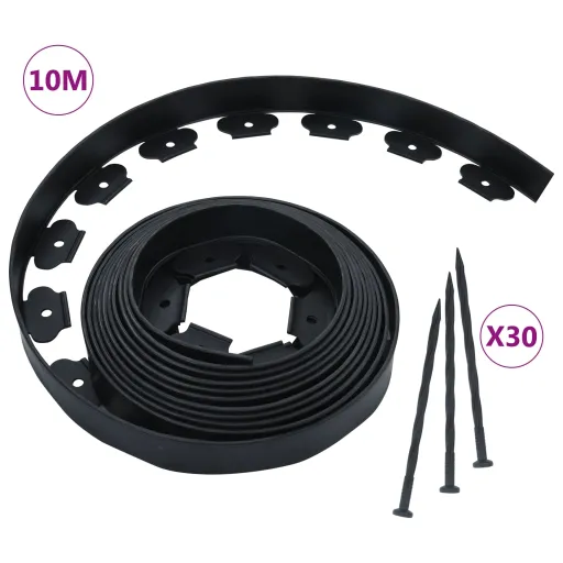 Borde de Césped Flexible Con 30 Estacas 10 m 5 cm