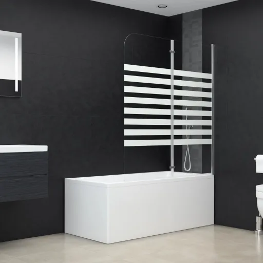 Mampara de Ducha de Vidrio Templado a Rayas 120x140 cm