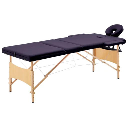 Camilla de Masaje Plegable 3 Zonas Madera Morado