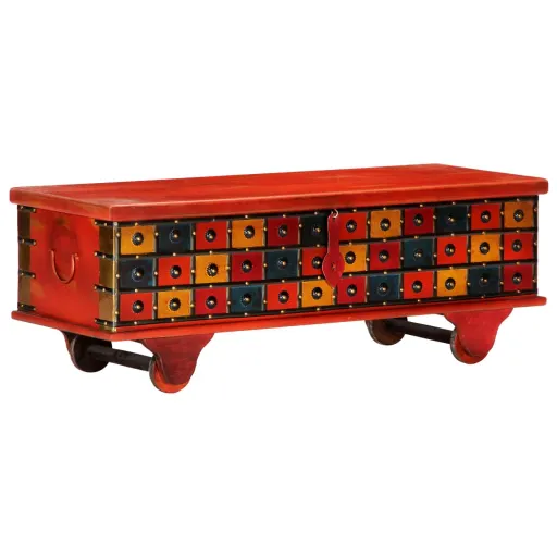 Caja de Almacenaje de Madera Maciza de Acacia 110x40x40 cm Rojo