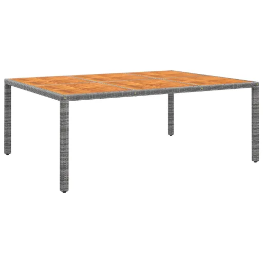 Mesa de Jardín Madera Acacia Ratán Sintético Gris 200x150x75 cm