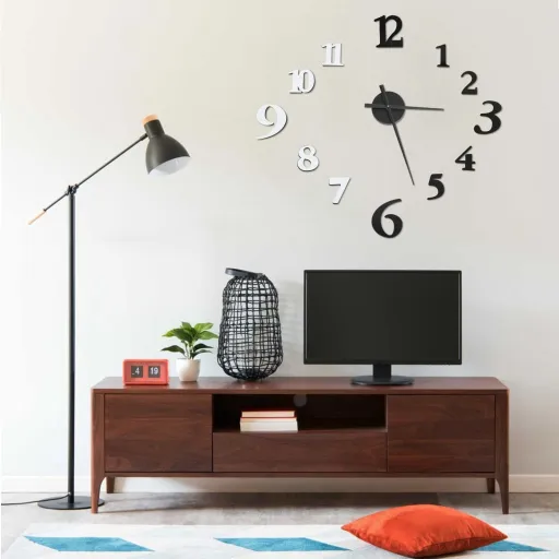 Reloj 3D de Pared Con Diseño Moderno Blanco y Negro 100 cm XXL