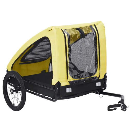 Remolque de Bicicleta Para Mascotas Amarillo y Negro