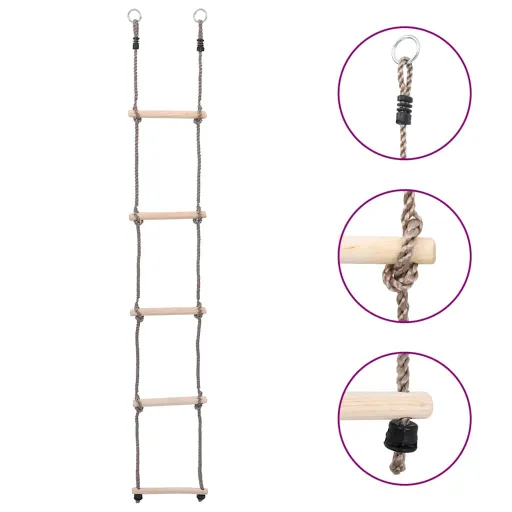 Escalera de 5 Peldaños Madera Maciza de Pino 210 cm