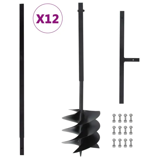 Taladro de Tierra Con Mango 250 mm Tubo de Extensión 12 m Acero