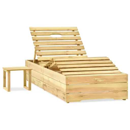 Tumbona Con Mesa Madera de Madera de Pino Impregnada Verde