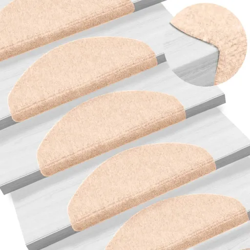 Felpudos Autoadhesivos Para Escaleras, 5 Unidades, 65 x 21 x 4 cm, Marrón Claro, Semicirculares, Grandes
