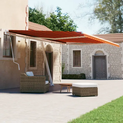 Toldo de Pie Retráctil Manual Naranja y Marrón 600x300 cm