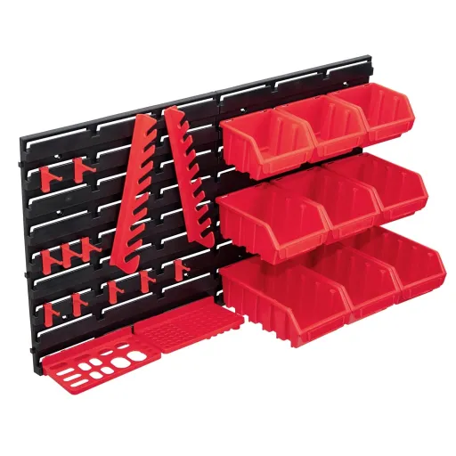Kit de Cajas de Almacenaje 34 Pzas Paneles de Pared Rojo Negro