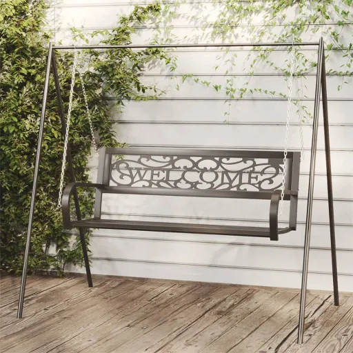Banco Balancín de Jardín 125 cm Acero y Plástico Negro