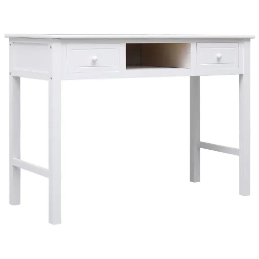 Escritorio de Madera Maciza de Paulownia Blanco 108x45x76 cm
