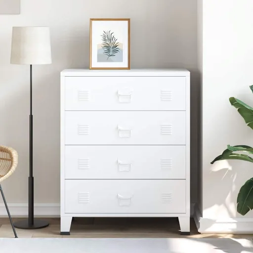 Cajoner Industrial de Metal Blanca 78x40x93 cm