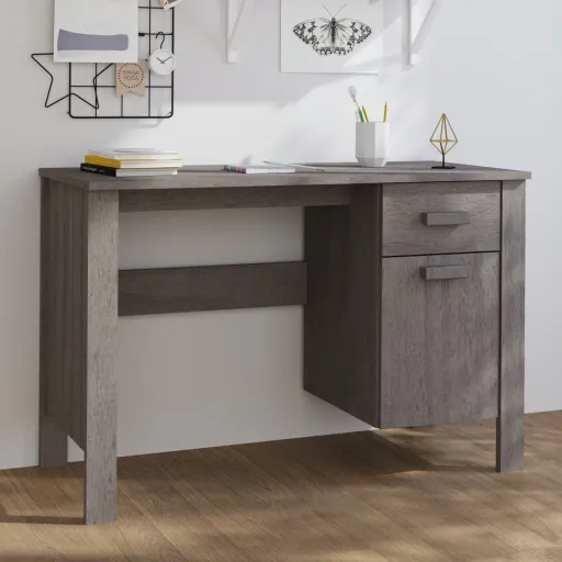 Escritorio HAMAR Madera Maciza de Pino Gris Claro 113x50x75 cm