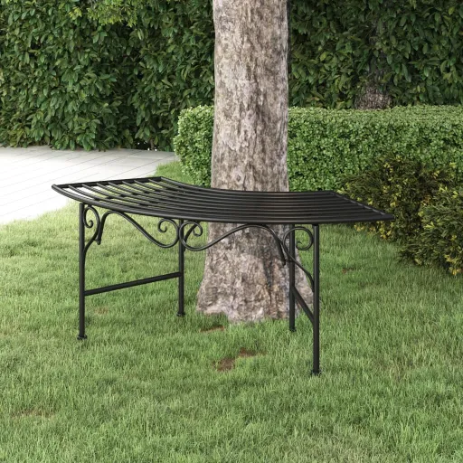 Banco de Jardín de Acero Negro 113 cm