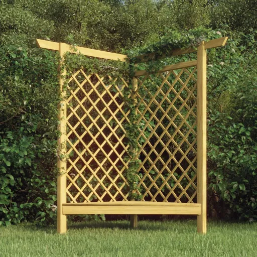 Pérgola Esquinera Con Banco Madera Pino Impregnada 166x81x174cm