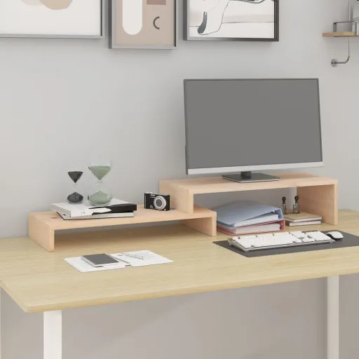 Soporte Para Monitor Madera Maciza de Pino (52-101)X22x14 cm