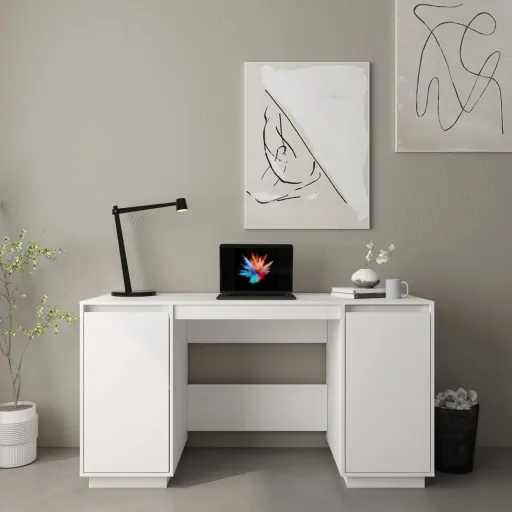 Escritorio Madera Maciza de Pino Blanco 140x50x75 cm