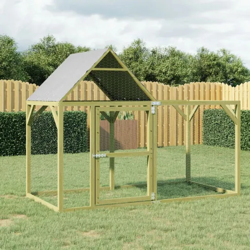 Gallinero Madera Maciza de Pino Impregnada 200x100x150 cm