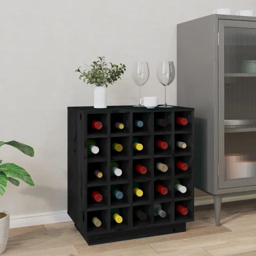 Botellero de Madera Maciza de Pino Negro 55,5x34x61 cm