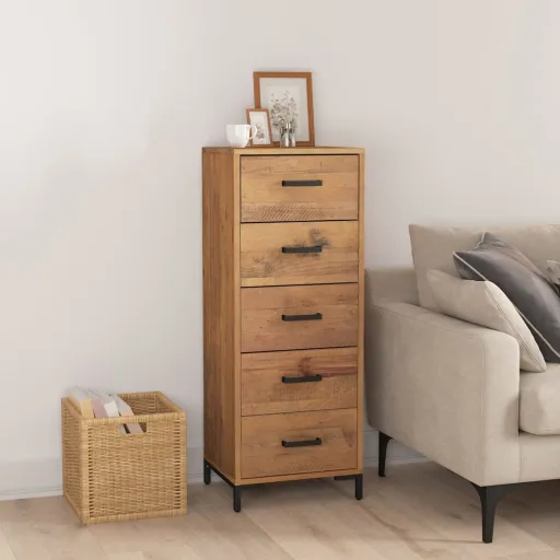 Cómoda de Madera Maciza de Pino 42x35x110 cm