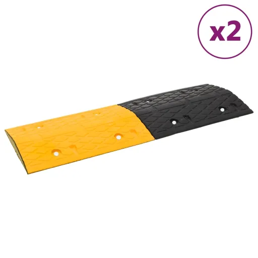 Badén de Velocidad 2 Uds Caucho Amarillo y Negro 97x32,5x4 cm