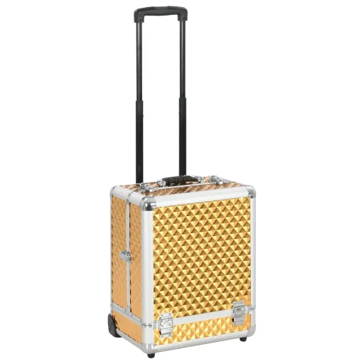 Maletín Trolley de Maquillaje Aluminio Dorado 35x29x45 cm