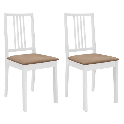 Sillas de Comedor Con Cojines 2 Unidades Madera Maciza Blancas