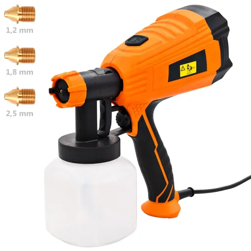 Pistola de Pintura Eléctrica Con 3 Tamaños Boquilla 500W 800ml
