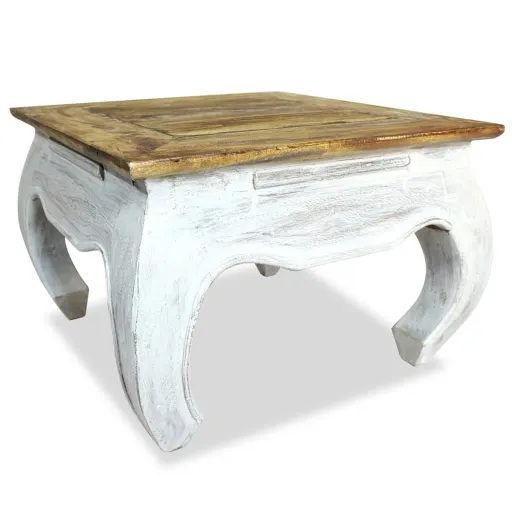 Mesa Auxiliar de Madera Maciza de Caoba 50x50x35 cm