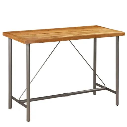 Mesa Alta de Bar Teca Maciza Reciclada 150x70x106 cm