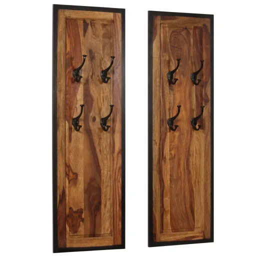 Percheros 2 Unidades de Madera Maciza de Acacia