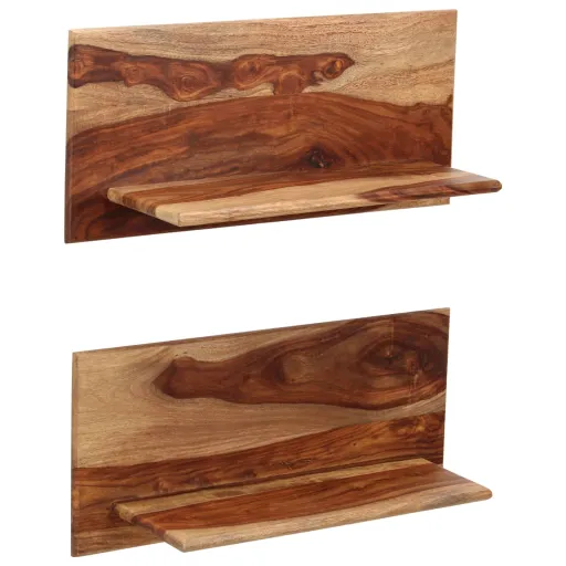 Estantes de Pared 2 Uds Madera Maciza de Acacia 58x26x20 cm