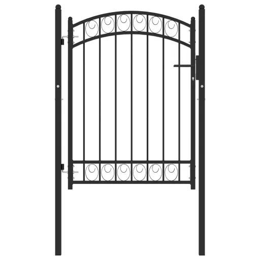 Puerta de Jardín Con Arco Superior Acero Negro 100x125 cm