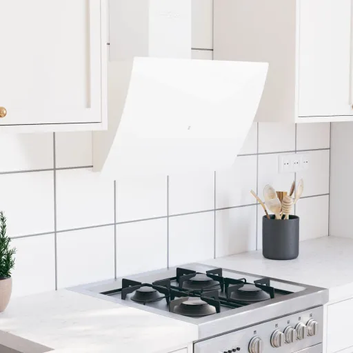 Campana Extractora de Pared Acero Vidrio Templado Blanco 60 cm