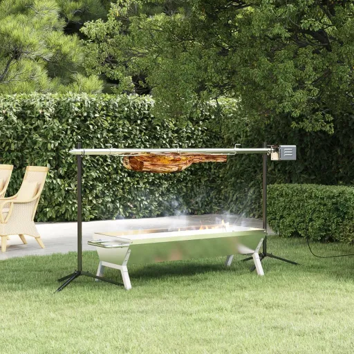 Juego de Barbacoa Automática y Bandeja Acero Inoxidable