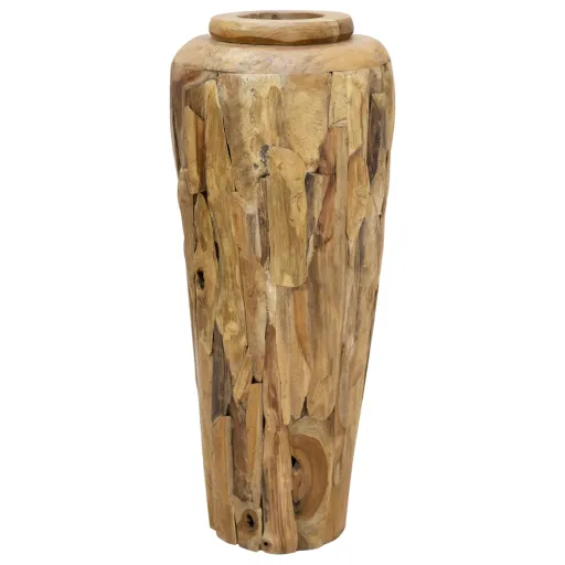 Jarrón Decorativo de Madera Maciza de Teca 40x100 cm