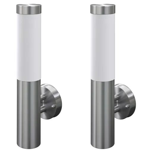 2 Apliques de Exterior, Lámparas de Pared, Acero Inoxidable