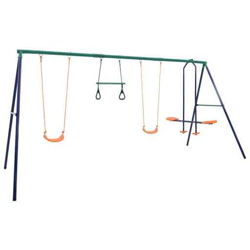 Juego de Columpios Con Aros de Gimnasia y 4 Asientos Acero