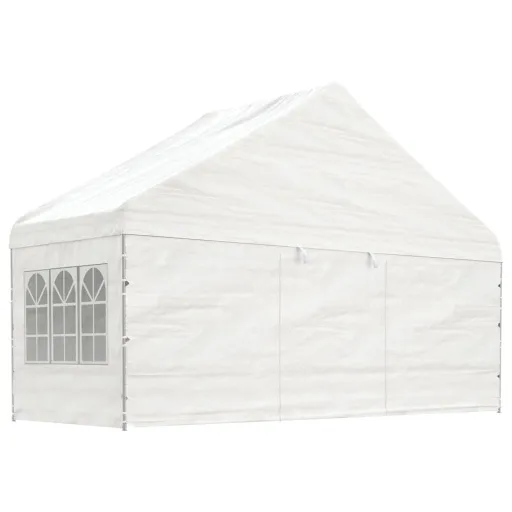 Cenador Con Techo Polietileno Blanco 5,88x2,23x3,75 m