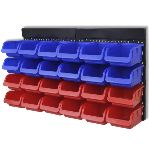 Organizador de Herramientas de Garaje de Pared Azul y Rojo